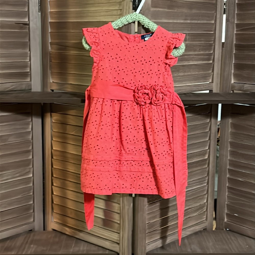 Red Eyelet Kids Dress